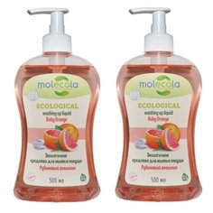 Molecola Набор средств для мытья посуды Рубиновый апельсин, 2 шт. по 500 мл 1 л с дозатором