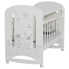 Кроватка Альма-няня Fattoria Nuvola (колесо) (качалка), на полозьях белый