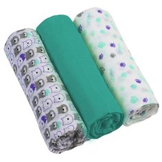 Многоразовые пеленки BabyOno супермягкие муслин 70х70 комплект 3 шт. бирюзовый/белый