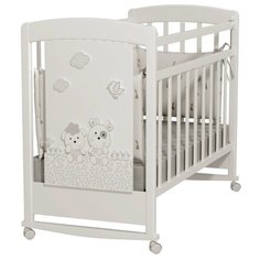 Кроватка Альма-няня Fattoria Prima (колесо) (качалка), на полозьях белый