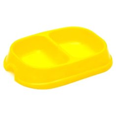 Миска Сима-ленд для кошек и собак 20.5×15.5×3.5 см 2 х 200 мл желтый