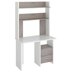 Компьютерный стол Мэрдэс Нельсон Lite СКЛ-Прям100+НКЛХ-100, 100х60 см, цвет: белый жемчуг/нельсон Merdes