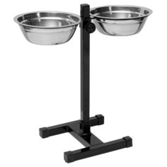 Подставка Пижон разборная с двумя мисками 700 мл черный
