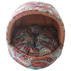 Домик для собак и кошек Родные места Колыбелька №2 Золотой огурец 44х44х36 см коричневый/голубой