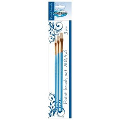 Набор кистей CENTRUM щетина (№2, №4, №6), плоская, короткая ручка, 3 шт.