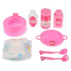 Набор аксессуаров Карапуз Набор для пупса 8 предметов BAE20899-S-RU розовый