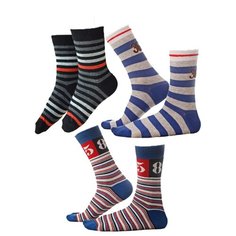 Носки IDILIO комплект 3 пары размер 16-18 см, синий/серый/белый/черная полоска