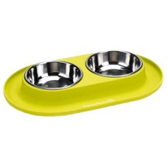 Миска Beeztees на силиконовой подставке 31 x 19 см 2* 125 мл желтый/серебристый