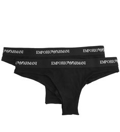Комплект из двух трусов-бразилиана черного цвета Emporio Armani