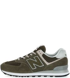 Замшевые кроссовки цвета хаки New Balance