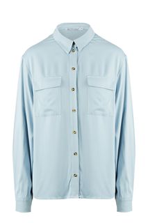 Голубая рубашка из вискозы с карманами Zarina
