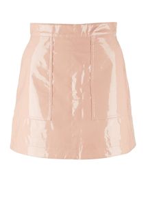 Короткая лаковая юбка розового цвета Endorphine