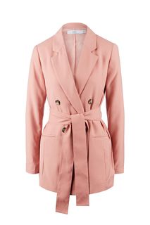 Розовый двубортный пиджак с поясом Befree