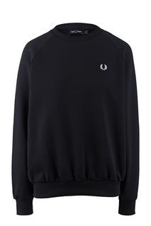 Черный хлопковый свитшот с нашивками на спине Fred Perry