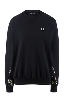 Черный хлопковый свитшот с цветочным принтом Fred Perry