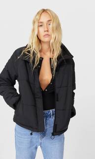 Stradivarius Пуховик С Подкладкой Из Флиса Женская Коллекция Черный L