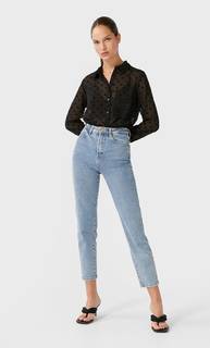 Stradivarius Полупрозрачная Рубашка Женская Коллекция Черный S