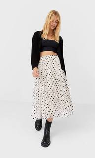 Stradivarius Юбка Миди В Горошек Женская Коллекция Multicolor Xs