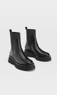 Stradivarius Ботильоны На Рифленой Подошве Женская Коллекция Черный 39