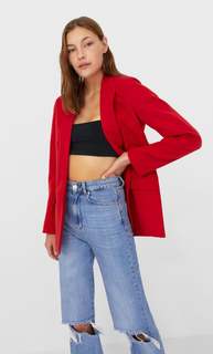 Stradivarius Открытый Блейзер Женская Коллекция Красный S