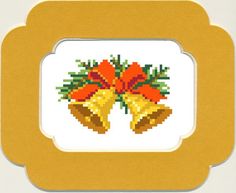 Вышивка с бисером и паспарту р.13*18 Рождественские колокольчики Матренин посад