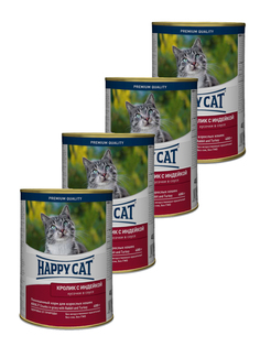 Влажный корм для кошек Happy Cat , индейка, кролик, 4шт, 400г
