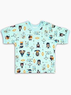 Футболка короткий рукав на кнопках One Веселый малыш 67172/one/D_Индеец, ментоловый_74