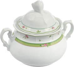 Сахарница 350 мл; "Menuet", декор "Роза, зеленая отводка" Thun 1794