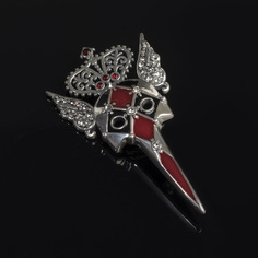 Брошь "Бригелла" в чернёном серебре красно-черный Jenavi