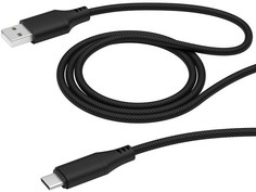 Кабель DEPPA USB-A - USB-C 5А, 1м ткань, черный/72283