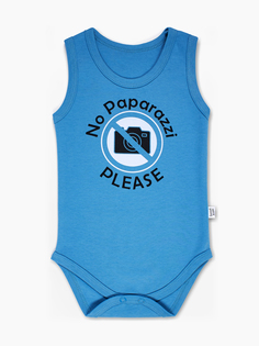 Боди-майка Веселый малыш Прикольные надписи No Paparazzi синий, р. 80