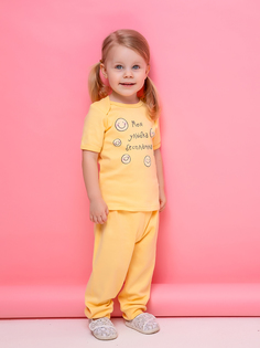 Фуфайка+штанишки Прикольные надписи Веселый малыш 623332/пн/D_Улыбка, желтый_74