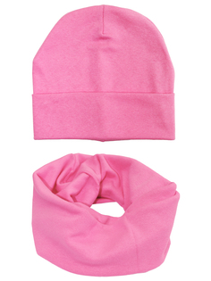 Шапка и шарф-снуд Веселый малыш Ярко-розовый, р. 50