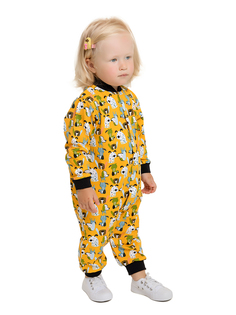Комбинезон с манжетами One Веселый малыш 251 172 one Собачки, горчичный р.86