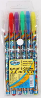 Набор гелевых ручек с блестками, 6 цветов, 1,0 мм Centrum