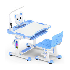 Комплект парта и стульчик Mealux BD-04 New XL с лампой EVO-04 XL new белый, голубой,