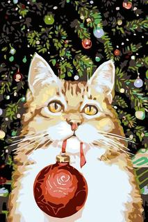 Картина по номерам Живопись по Номерам "Новогодний котик", 40x60