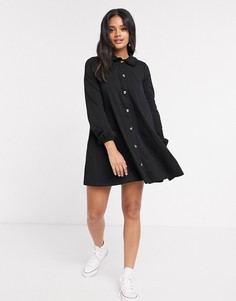 Черное платье мини с кружевной отделкой на воротнике ASOS DESIGN​​​​​​​-Черный
