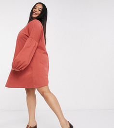 Свободное платье мини с заниженной линией плеч и широкими рукавами ASOS DESIGN Curve-Оранжевый