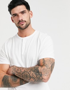 Белая футболка с воротом на пуговицах ASOS DESIGN-Белый