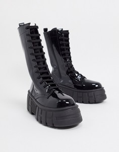 Черные лакированные ботинки ASOS DESIGN Athens 2-Черный