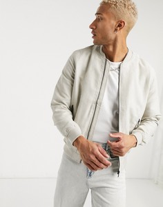 Серый бомбер из искусственной замши Bershka