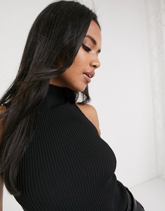 Черный топ в рубчик River Island