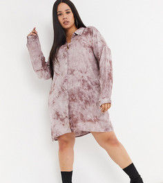 Платье-рубашка с принтом тай-дай Missguided Plus-Коричневый
