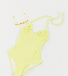 Купальник лимонного цвета с чашечками на косточках размеров DD-G от Ivory Rose-Желтый