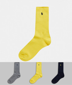 Набор из 3 пар носков в рубчик (желтые/ серые/ темно-синие) Polo Ralph Lauren-Серый