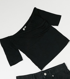 Черный топ с запахом спереди ASOS DESIGN Tall