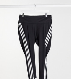 Черные леггинсы с полосками adidas Training plus-Черный
