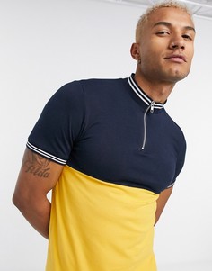 Желтая футболка скинни с высоким воротом на молнии и контрастной кокеткой ASOS DESIGN-Желтый