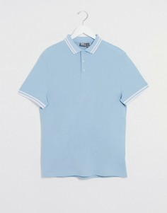 Светло-синяя футболка-поло с кантом ASOS DESIGN-Синий